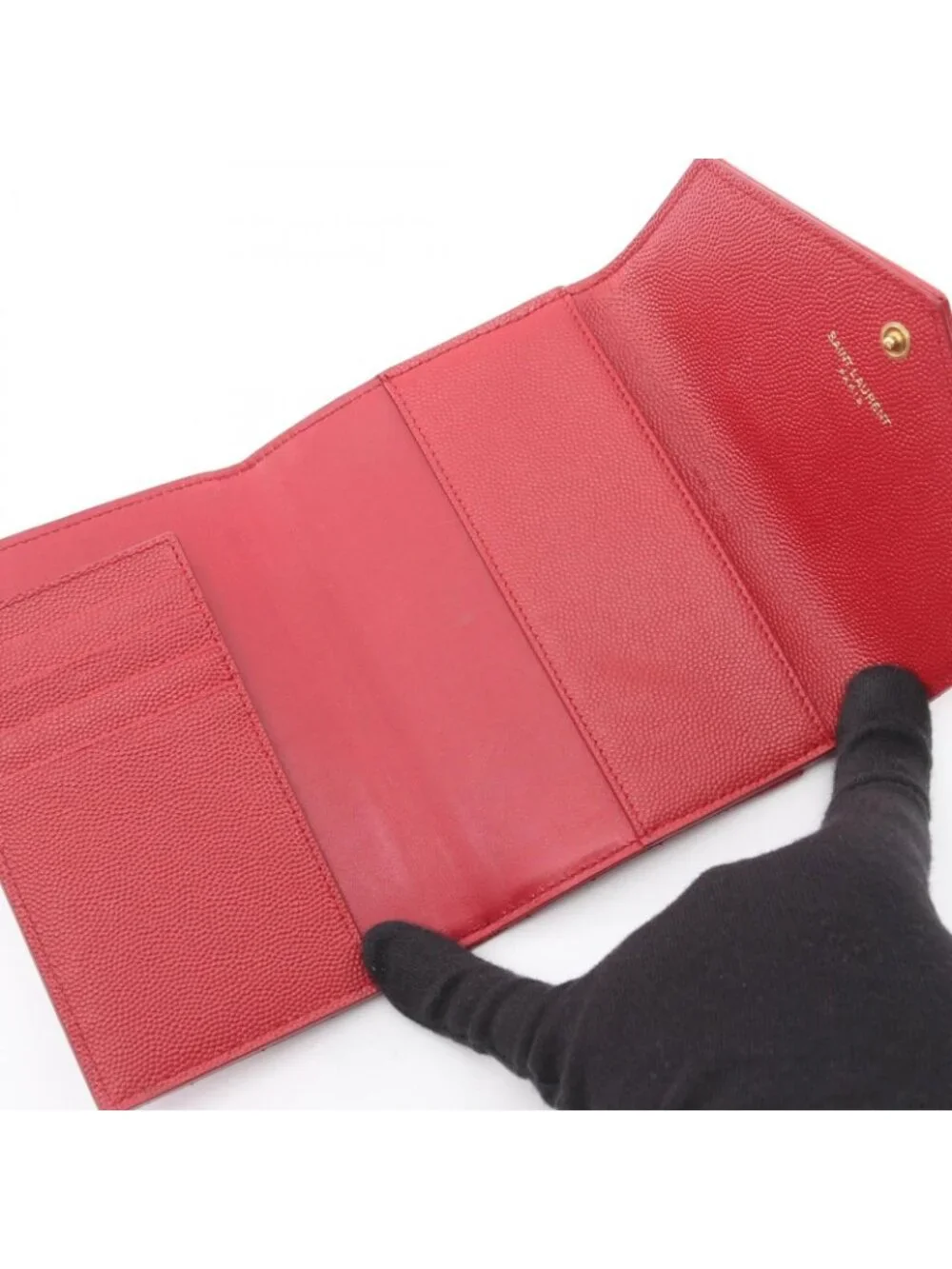 ★SOLD★ Saint Laurent Paris Card Case Monogram Red Leather Passport - Picture 3 of 9